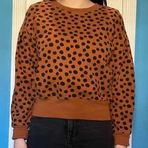 Madewell. Pleat-Sleeve Sweatshirt. Leopard Dot. Size Small.